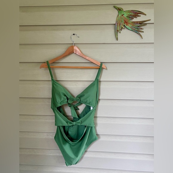 ADORE ME swim Morgan Contour one-piece swimsuit ivy green bow NWT sz XL - Picture 5 of 15